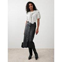 Mint Velvet Black Leather Midi Skirt