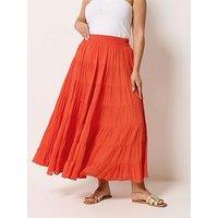 Yours Curve Tiered Maxi Skirt - Orange