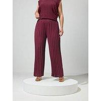 Yours Curve Pleat Detail Trousers - Purple