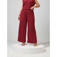 Yours Curve Pleat Detail Trousers - Red