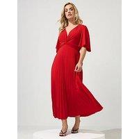 Yours Curve Knot Detail Angel Sleeve Maxi Dress - Red