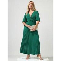 Yours Curve Knot Detail Angel Sleeve Maxi Dress - Blue