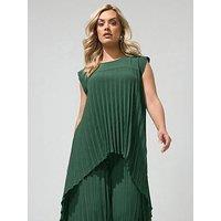Yours Curve Pleat Detail High Low Top - Green