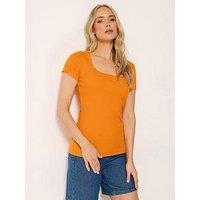 Long Tall Sally Square Neck Rib T-Shirt - Orange