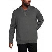 Jack & Jones Plus Basic Knitted Long Sleeve Polo Shirt - Turbulence