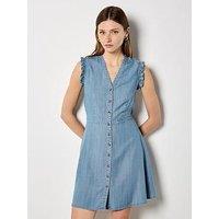 Apricot Ruffle Sleeve Button Down Dress