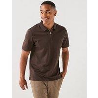 Jack & Jones Premium Ethan Zip Polo Shirt - Dark Brown