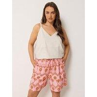 Yours Curve Palm Print Woven Short