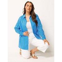 Yours Curve Stripe Print Shirt - Blue