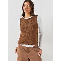 Free People Womens Opal Chunky Knit Side Button Tank - Brown
