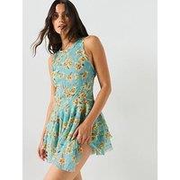 Free People Floral Print Mini Dress - Blue