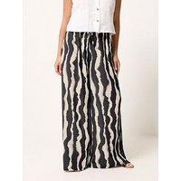 Pixiegirl Petite Zebra Print Blur Wide Leg Trousers - Black