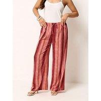 Pixiegirl Petite Stripe Print Wide Leg Trousers - Red