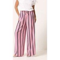 Pixiegirl Petite Stripe Print Wide Leg Trousers - Pink
