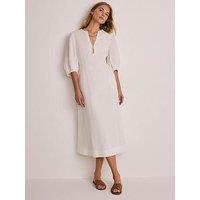 Mint Velvet Linen Midi Dress - White