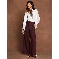 Mint Velvet Linen Pleat Leg Trouser - Red