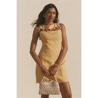 Mint Velvet Bead Detail Linen Shift Dress - Yellow