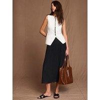 Mint Velvet Drop Waist Crinkle Skirt - Black