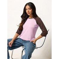 Pixiegirl Petite 3/4 Sleeve Viscose Raglan T-Shirt - Pink