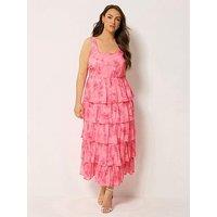 Yours Curve Floral Ruffle Layered Skirt Dress