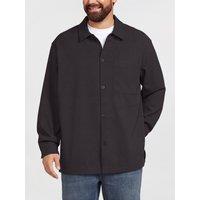 Jack & Jones Mens Plus Regular Fit Felt-Look Overshirt - Dark Grey Melange