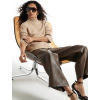 River Island Womens Button Shoulder High Neck Cotton Jumper - Beige