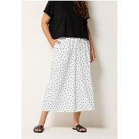 Yours Curve Polkadot Print Woven Culotte - White