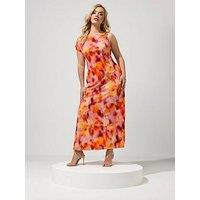 Yours Curve Blur Print Buckle Detail Shoulder Dress