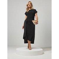Yours Curve Gathered Detail Dress - Black