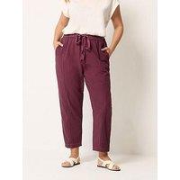 Yours Curve Cool Cotton Barrel Trouser - Red