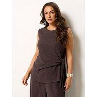 Yours Curve Knot Detail Vest Co-Ord - Brown