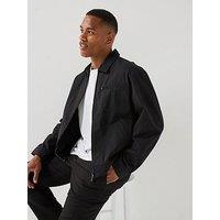 Jack & Jones Men'S Canvas Workwear Jacket With Spread Collar - Black
