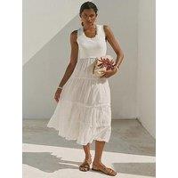 Mint Velvet Crochet Trim Tiered Midi Dress