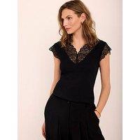 Mint Velvet Black Lace V Sleeveless Top