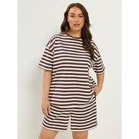 Yours Curve Stripe Jersey T-Shirt Set