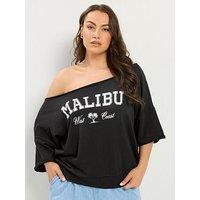 Yours Curve Malibu Off The Shoulder Sweatshirt - Black