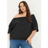 Yours Curve Off Shoulder Sweatshirt - Black