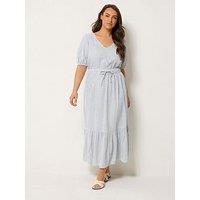 Yours Curve Stripe Maxi Dress - Blue