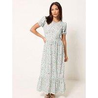 Pixiegirl Petite Puff Frill Sleeve Maxi Dress - Green