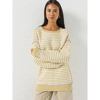 Free People Womens Relaxed Longline Striped Jumper