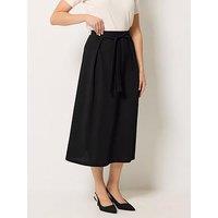 Long Tall Sally Tie Waist A-Line Midi Skirt - Black