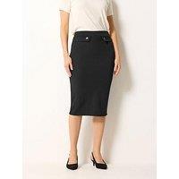 Long Tall Sally Button Midi Skirt - Black