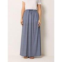 Long Tall Sally Gingham Shirred Waist Skirt - Blue