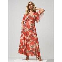 Yours Curve Mesh Angel Sleeve Maxi Wrap Dress - Cream