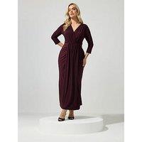 Yours Curve Maxi Drape Dress - Purple