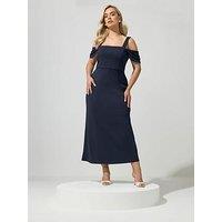 Yours Curve Cold Shoulder Maxi Dress - Navy Blue