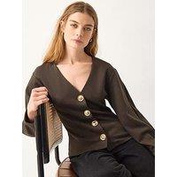Monsoon Perna Ponte Jersey Top - Brown