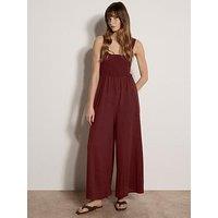 Apricot Smoked Easy Jersey Slub Jumpsuit