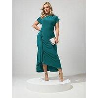 Yours Curve Gathered Detail Dress - Green
