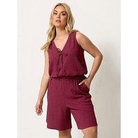 Yours Curve Textured Co-Ord Shorts - Red